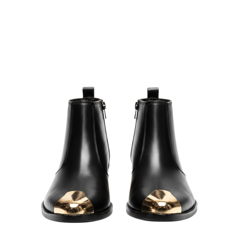Italian Craft Golden Toe Ankle Boots