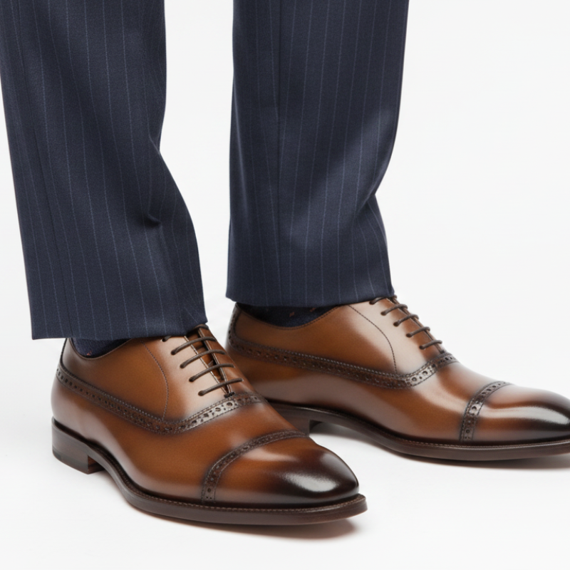 Italian Crafted Cap Toe Wingtip Oxford Shoes