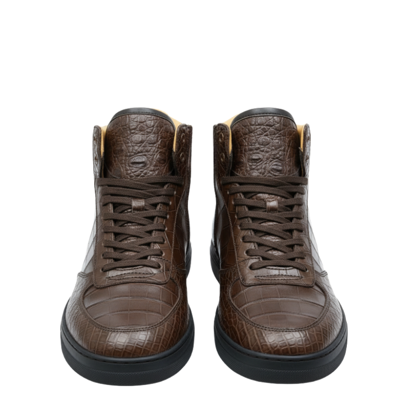 Italian Croc Texture High-Top Sneakers