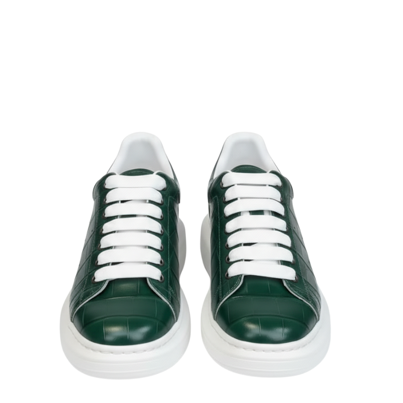 Italian Emerald Grid Luxe Leather Sneakers