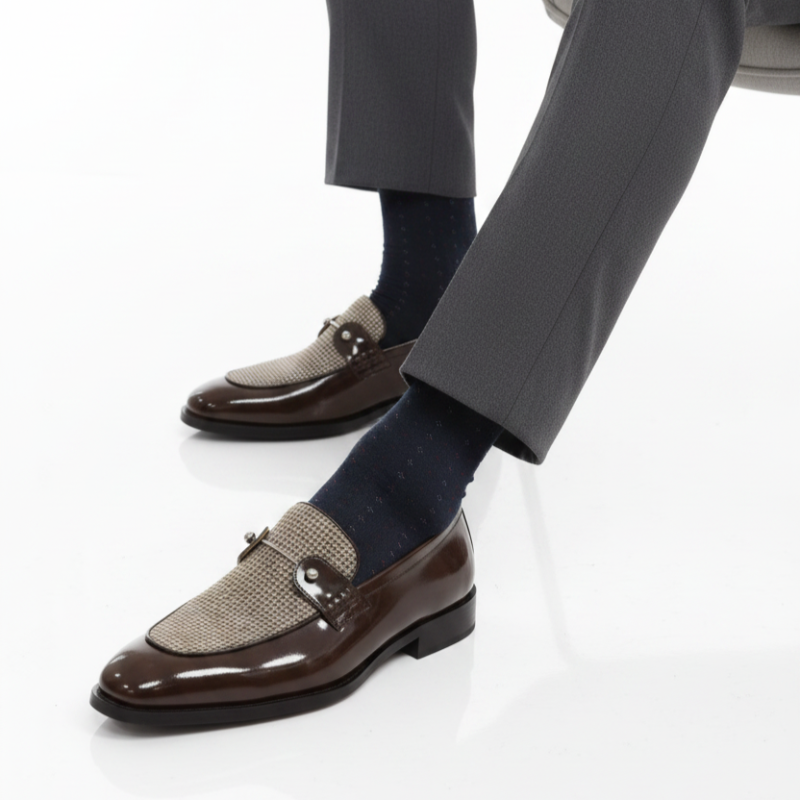 Italian Heritage Houndstooth Metallic Bar Loafers