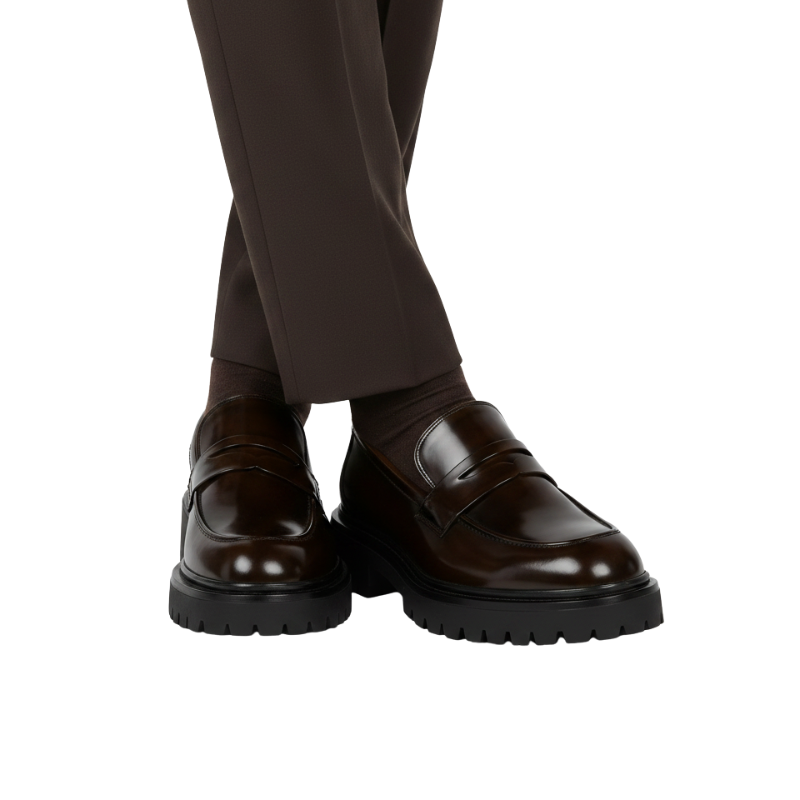 Italian Luxury Lug Soles Sturdy Penny Loafer
