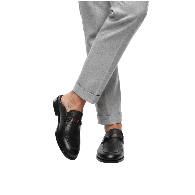 Italian Luxury Pebbled Leather Mule