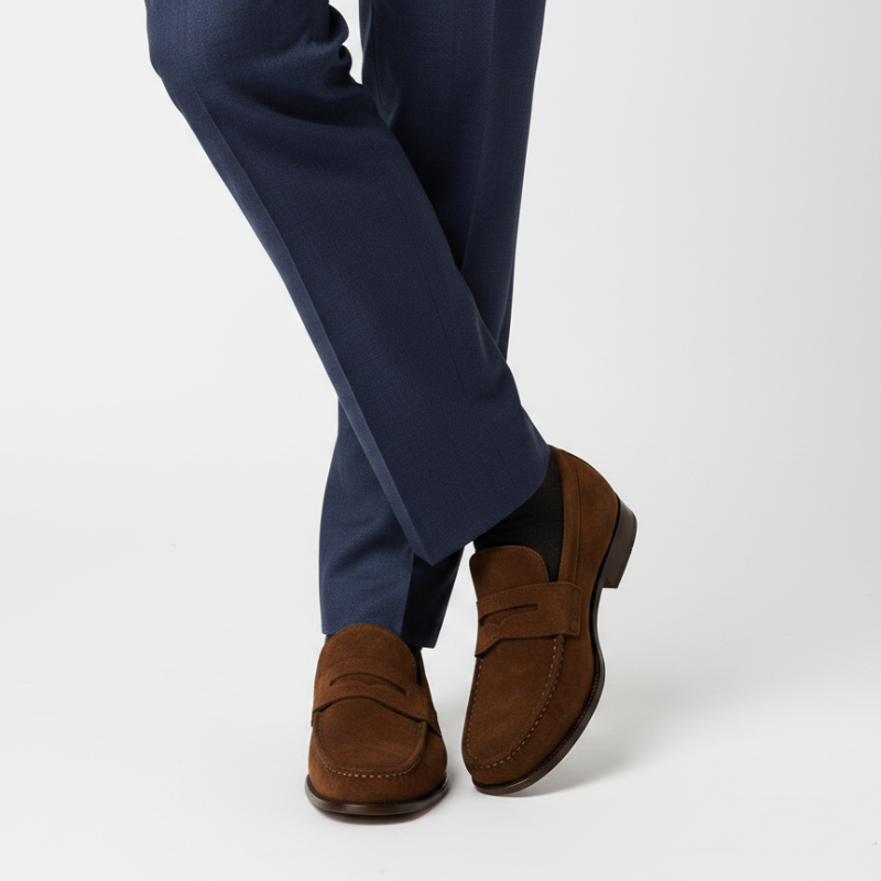 Italian Suede Loafers With Regal Allure