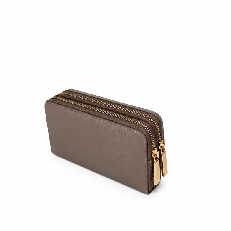 Dual Zipper Luxury Leather Wallet