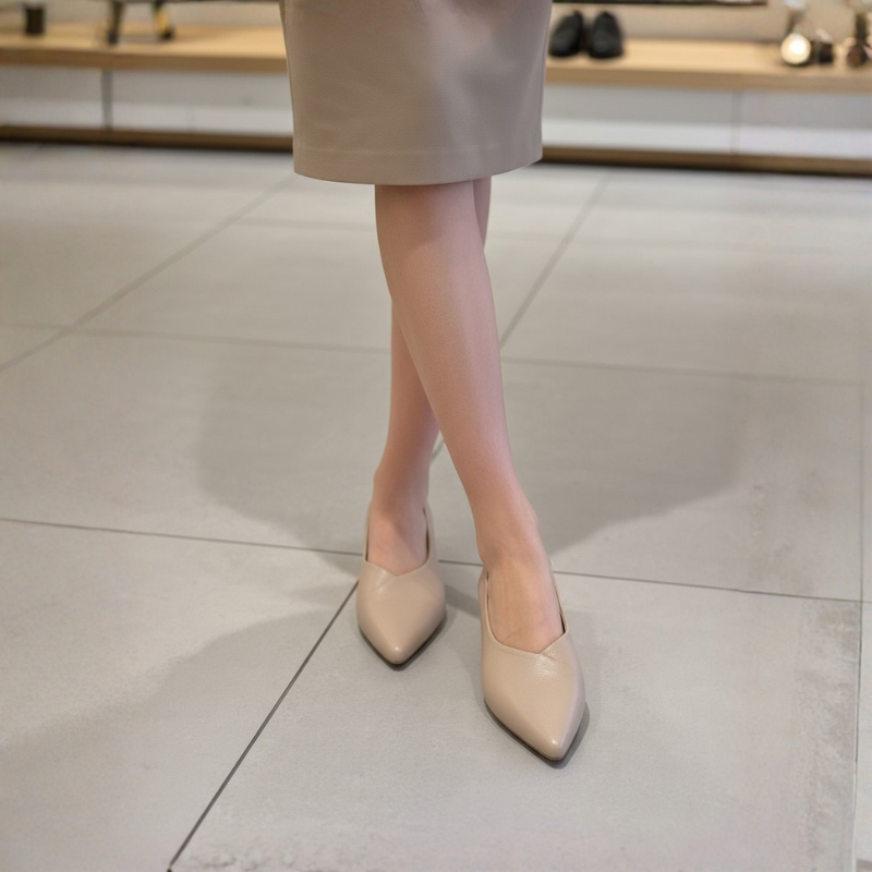 Minimal Luxe Pointed Low Heel Pumps