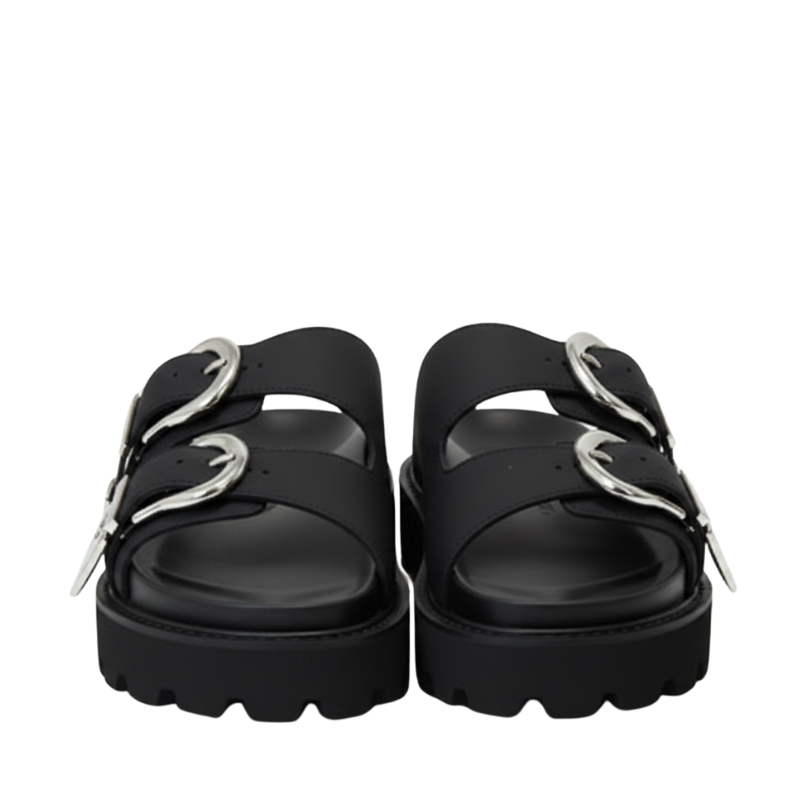 Luxe Streetwear Buckle Sandals in Rugged Sole