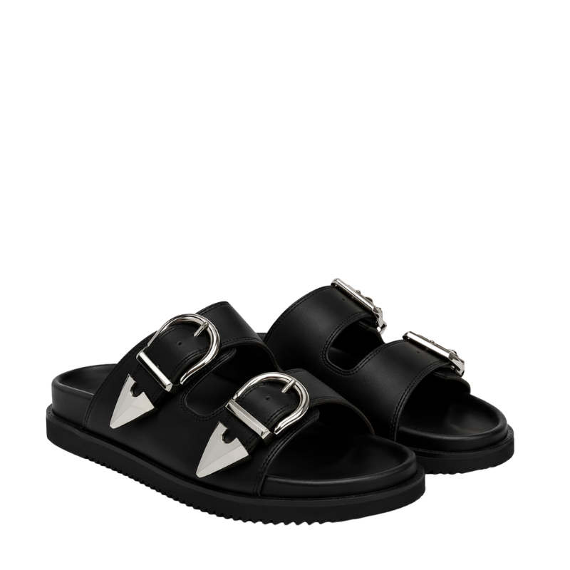 Luxe Streetwear Buckle Sandals in Rugged Sole