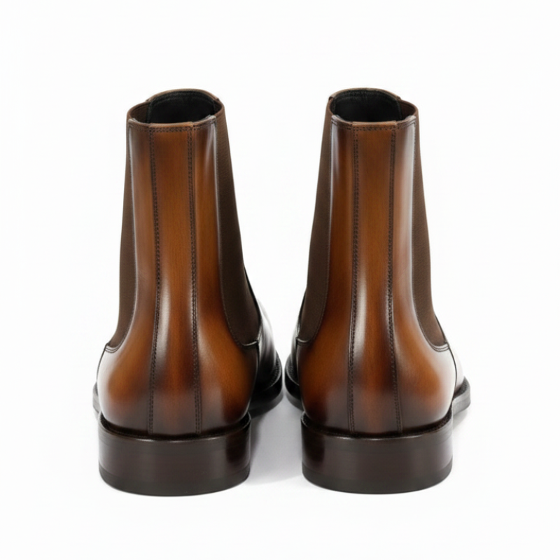 Luxury Polished Italian Leather Chelsea Boots