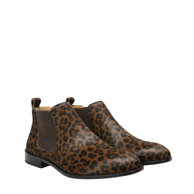 Luxury Leopard Print Chelsea Boots