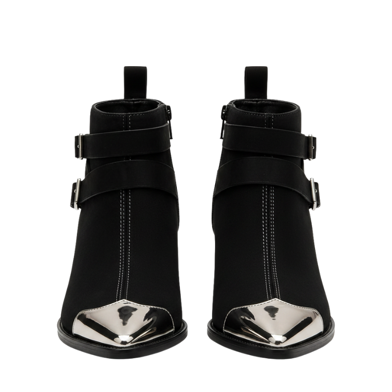 Luxury Midnight Edge Pointed Toe Buckle Ankle Boots