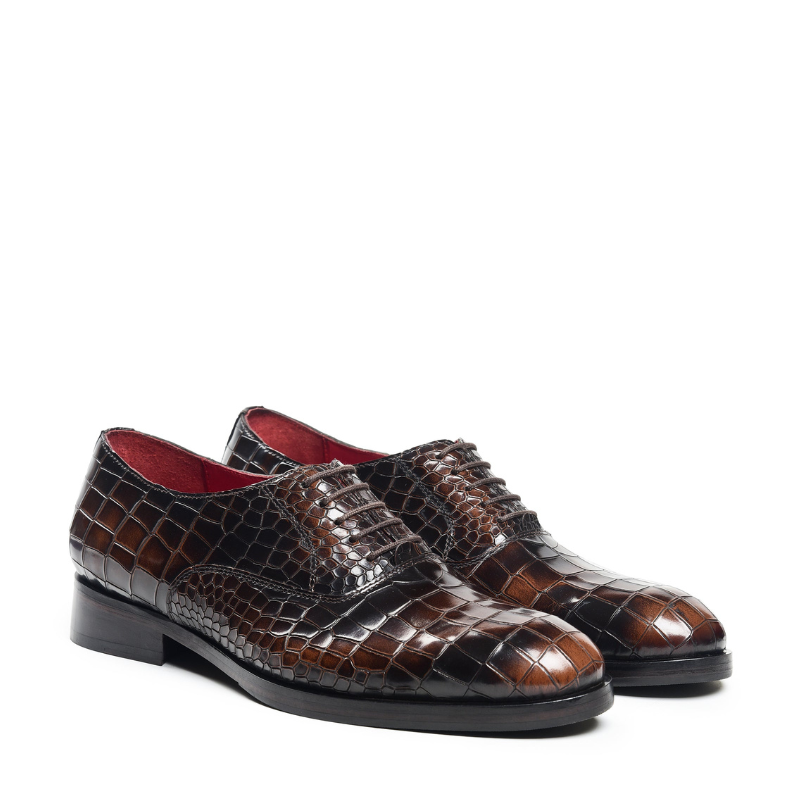 Mahogany Croc Luxe Elegance Oxford