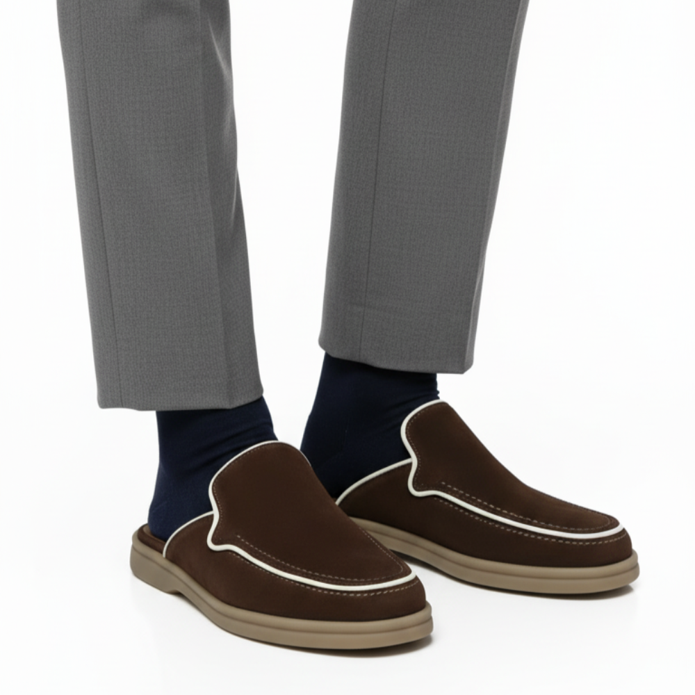 Relax Luxe Trim Suede Mule