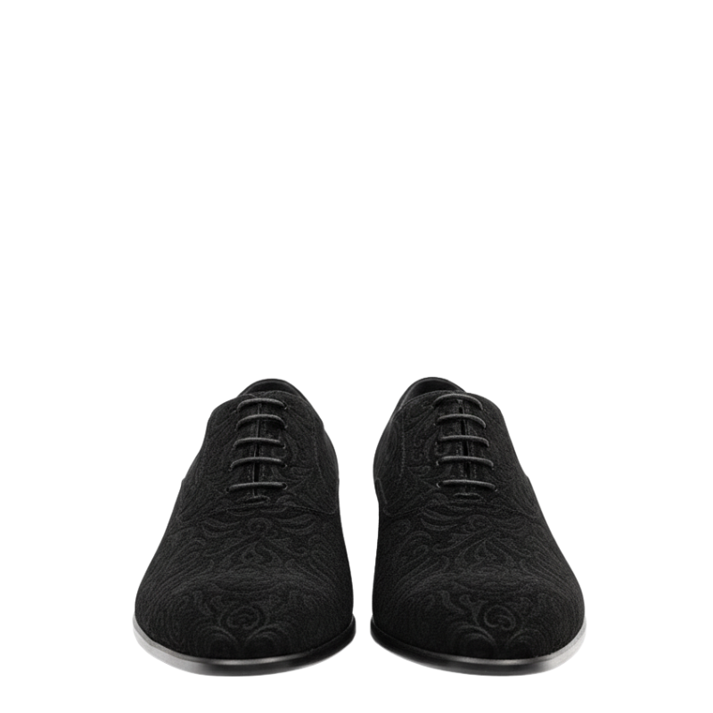 Midnight Baroque Pattern Lace-Up Oxfords