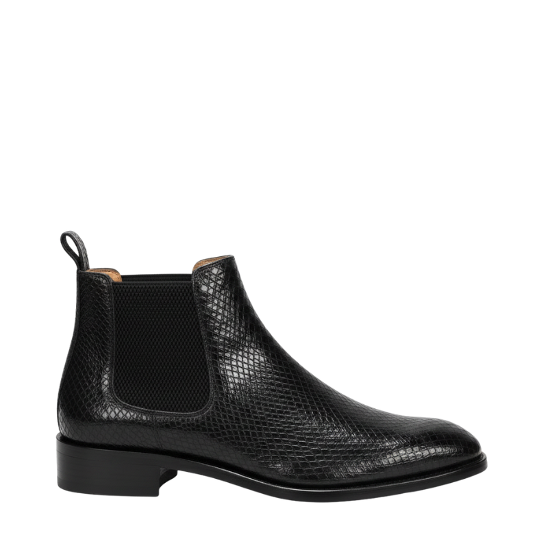 Midnight Italian Snakeskin Luxe Chelsea Boots