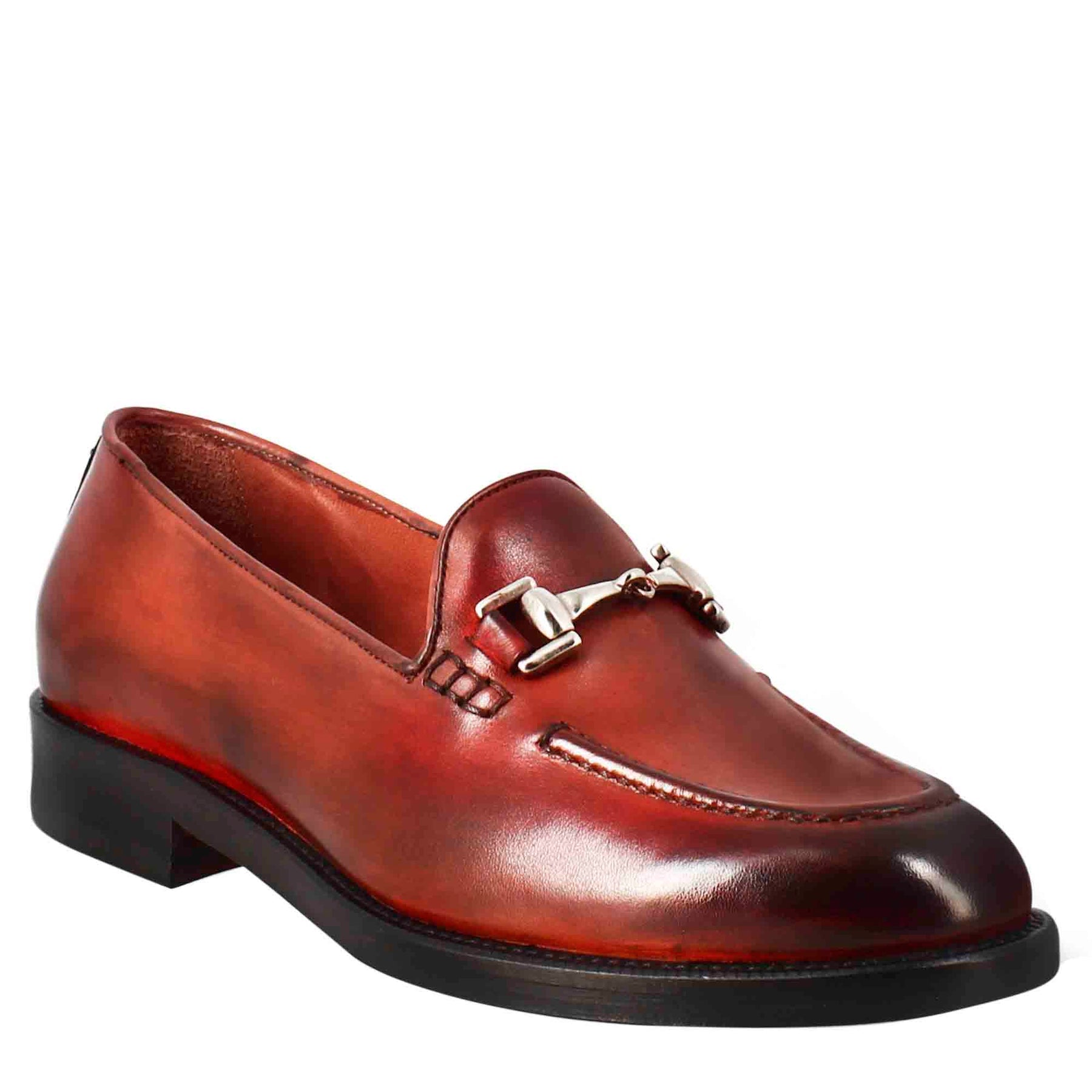 Women's Red Leather Moccasin