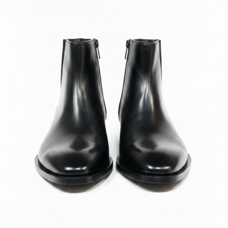 Noble Heritage Minimalist Black Side Zipper Boots