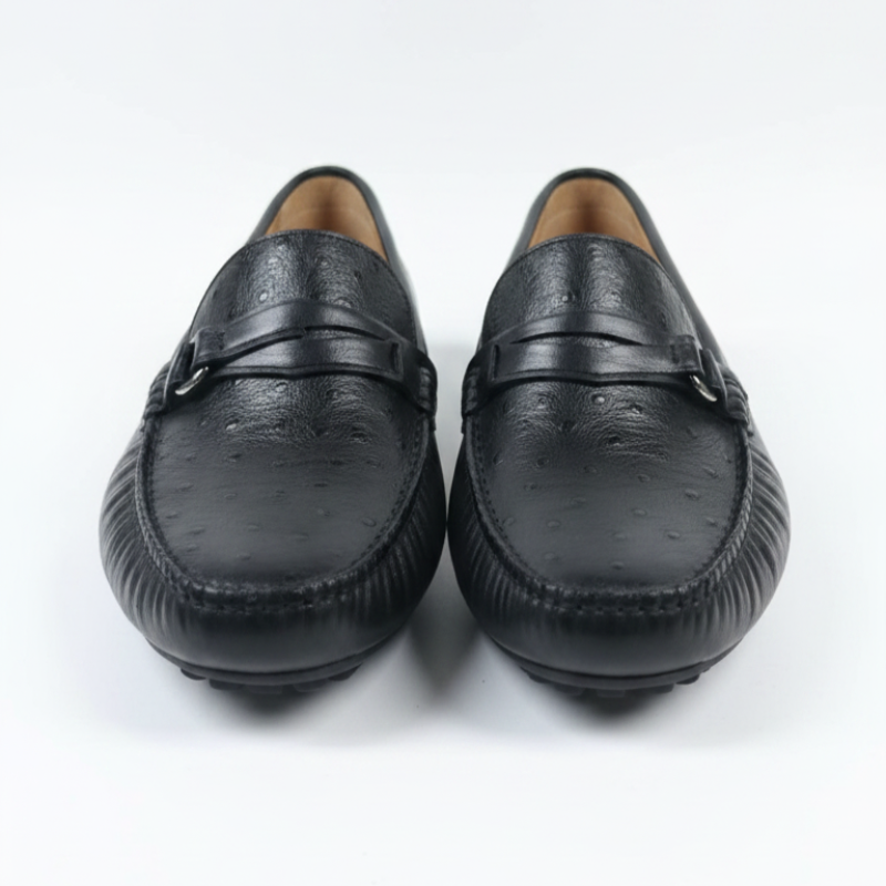 Ostrichäóïpattern Textured Italian Leather Loafers