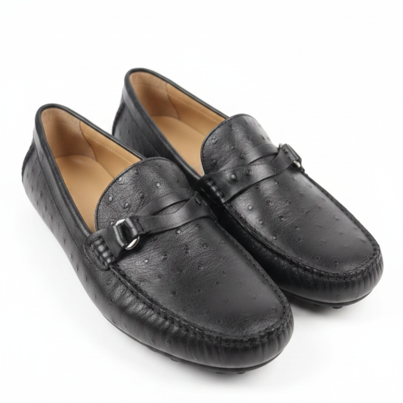 Ostrichäóïpattern Textured Italian Leather Loafers