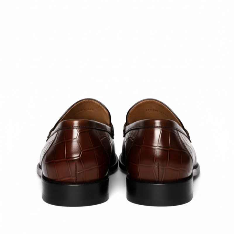 Penny Crocodile Textured Leather Loafer