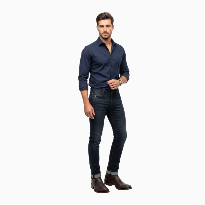 Python Pattern Buckle Strap Cowboy Boots