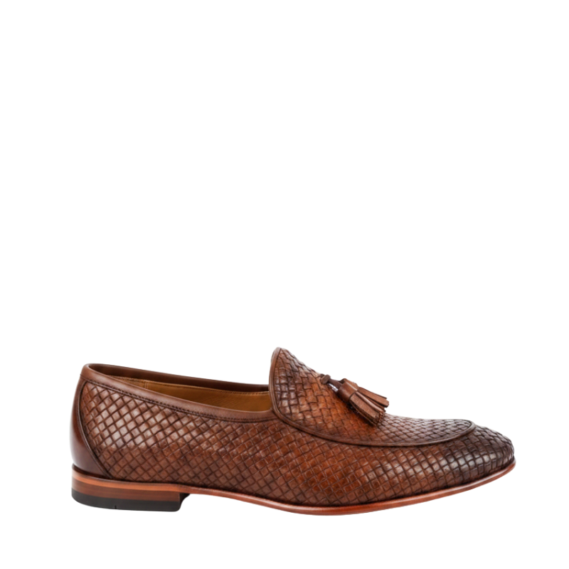 Regal Charm Leather Woven Tassels Loafers