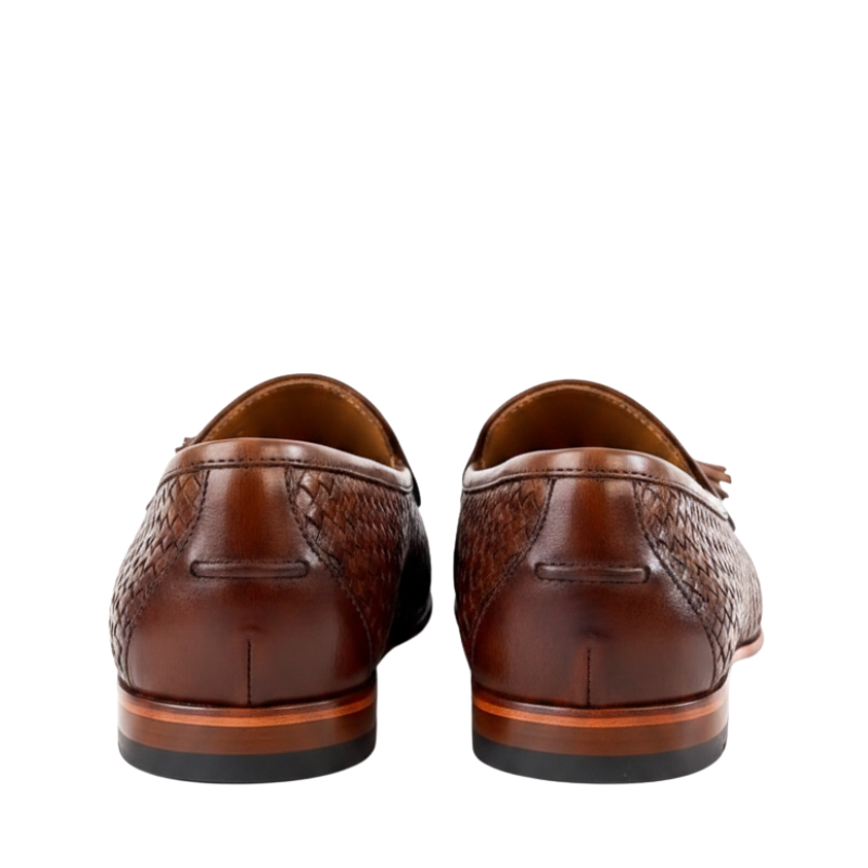 Regal Charm Leather Woven Tassels Loafers