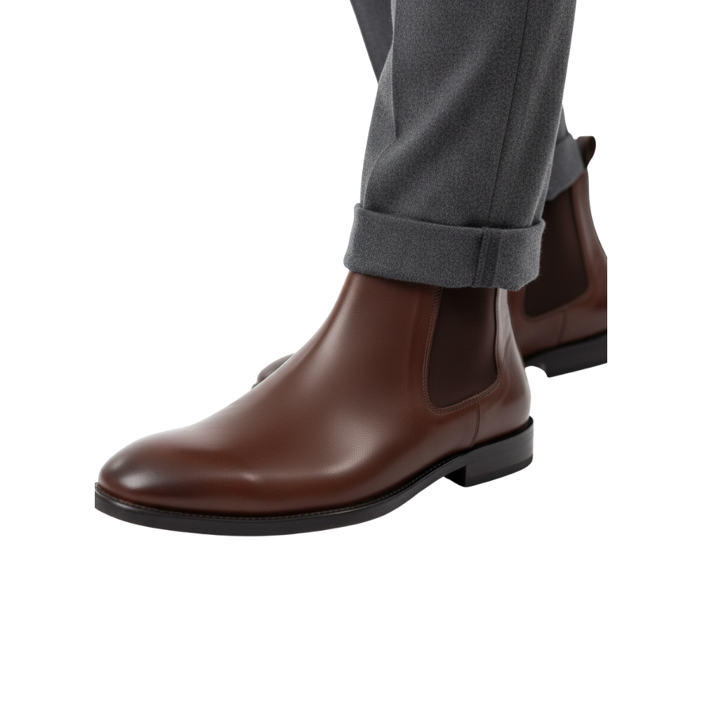 Regalia Cognac Polished Italian Elegant Chelsea Boots