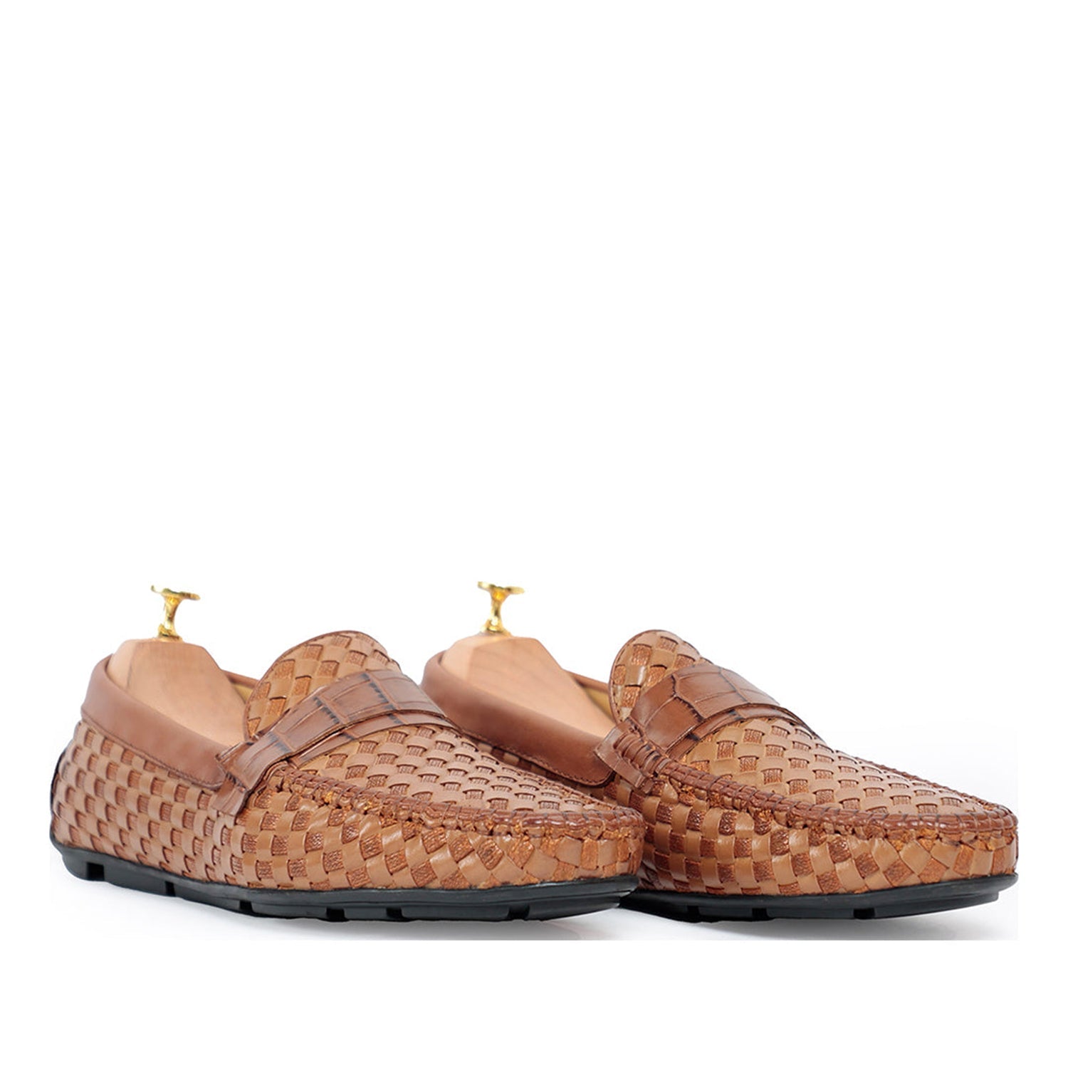 Ross Weavad Brown Leather Shoes