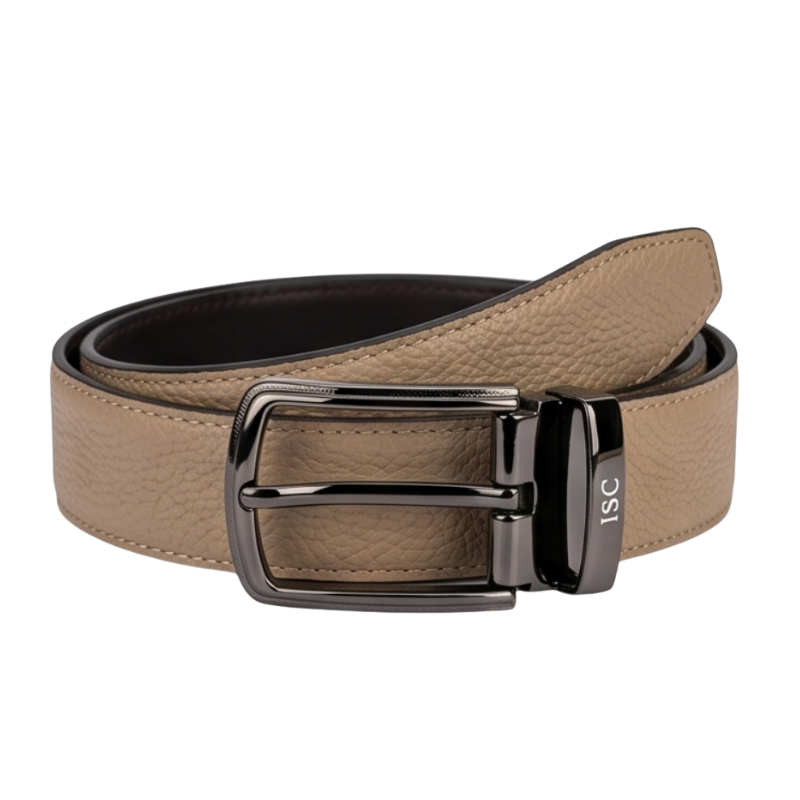 Sandstone Pebble Grain Genuine Leather Belt