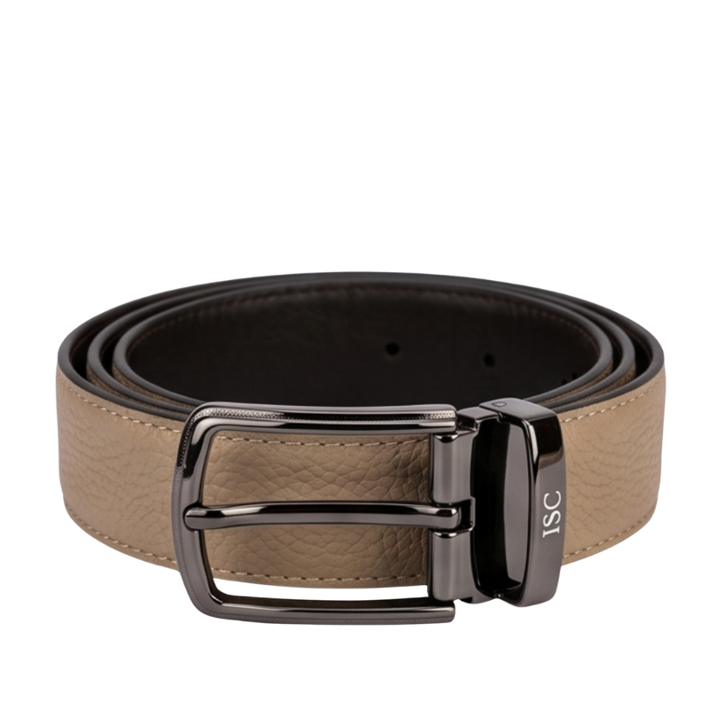 Sandstone Pebble Grain Genuine Leather Belt