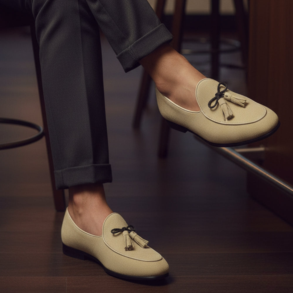 Stylish Suede Tassel Bow Loafers Shoes