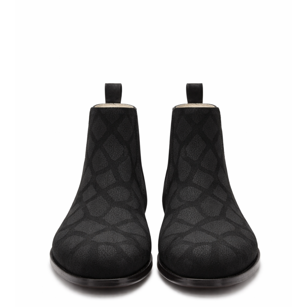 Suede Grid Texture Italian Chelsea Boots