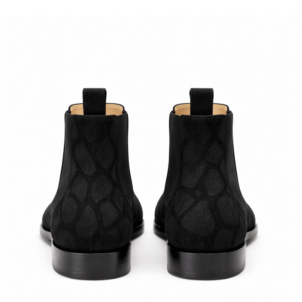 Suede Grid Texture Italian Chelsea Boots