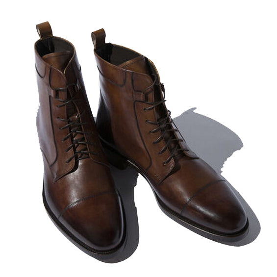 Derby Leather High Ankle Boots