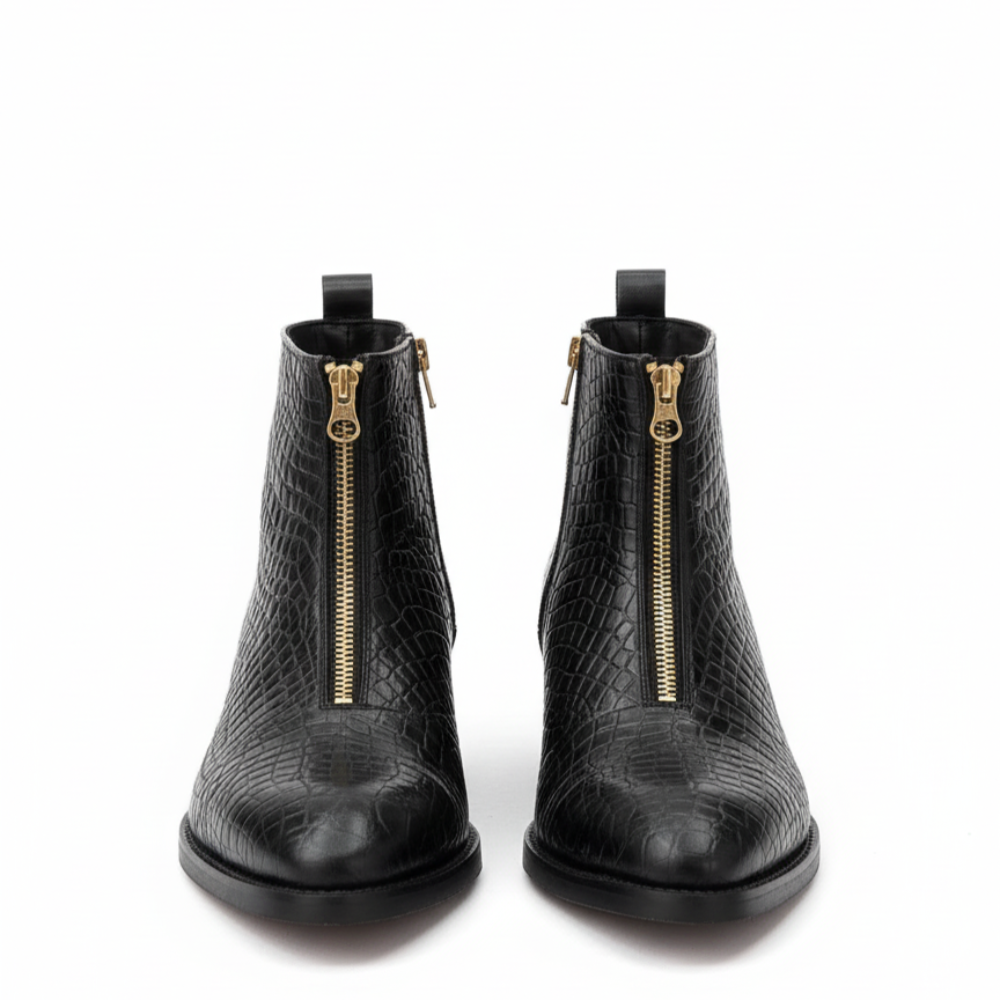 Golden Zipper Italian Luxe Chelsea Boots