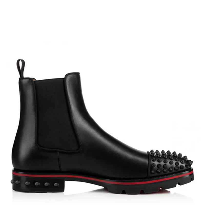 Men's Spikes Leather Designer Boots With Studs