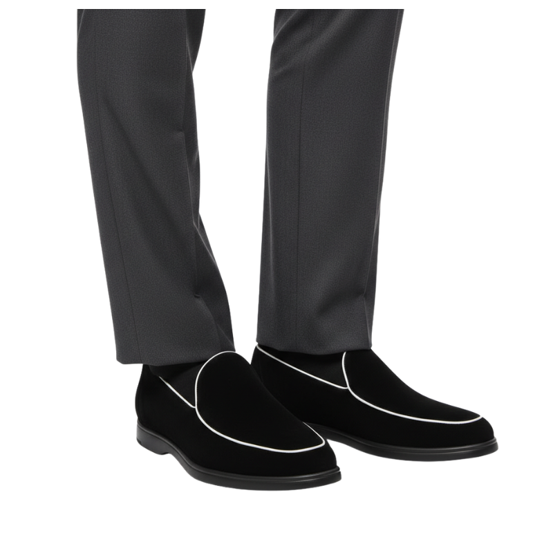 Luxury Contrast Trim Slip On Venetian Loafers