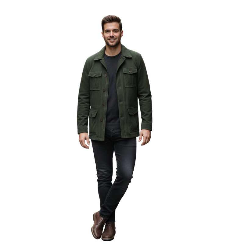 Luxury Suede Four Flap Pockets Field Coat