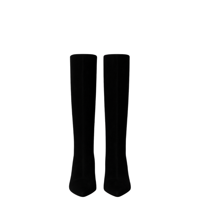 Premium Knee High Kitten Heel Square Toe Tall Leather Boots for Womens