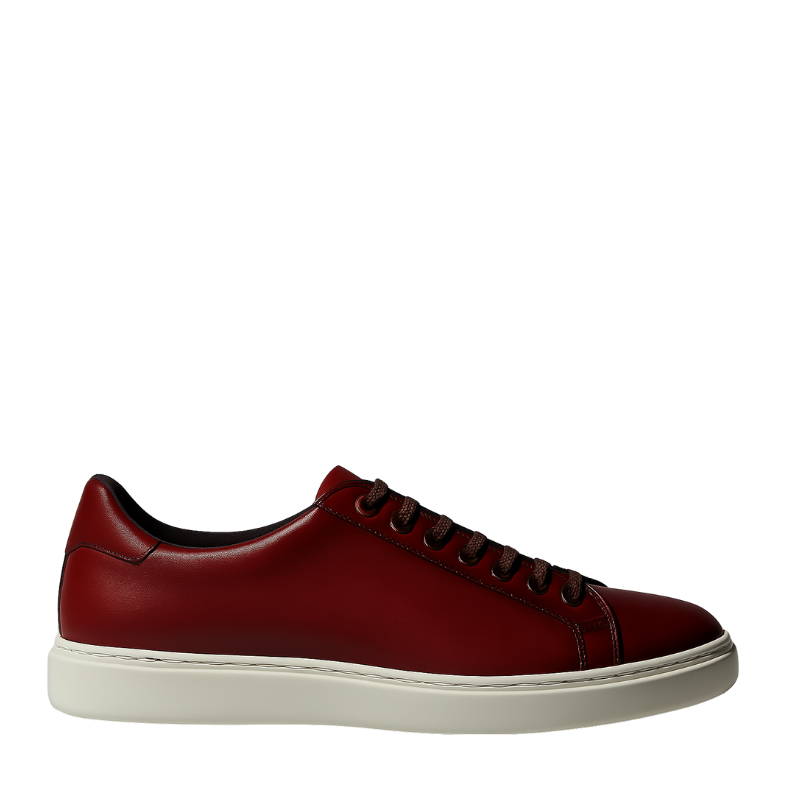 Men s Burgundy Casual Lace up Sneaker Shoe