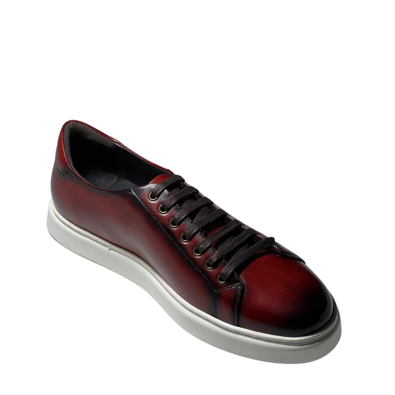 Men s Burgundy Casual Lace up Sneaker Shoe