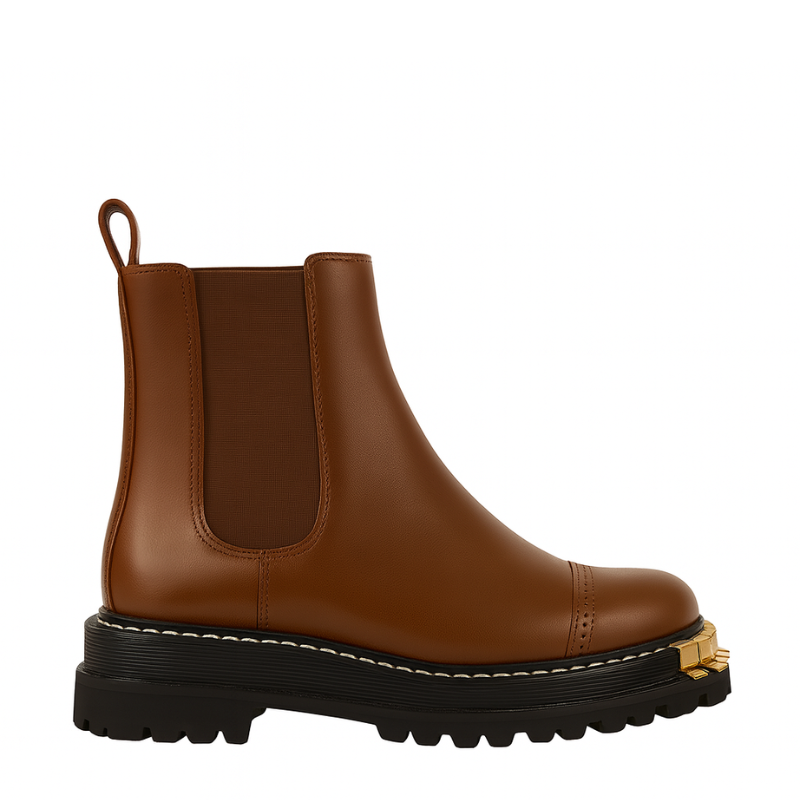 Luxury Ankle Boots for Womens with Gold accent Toe Detail