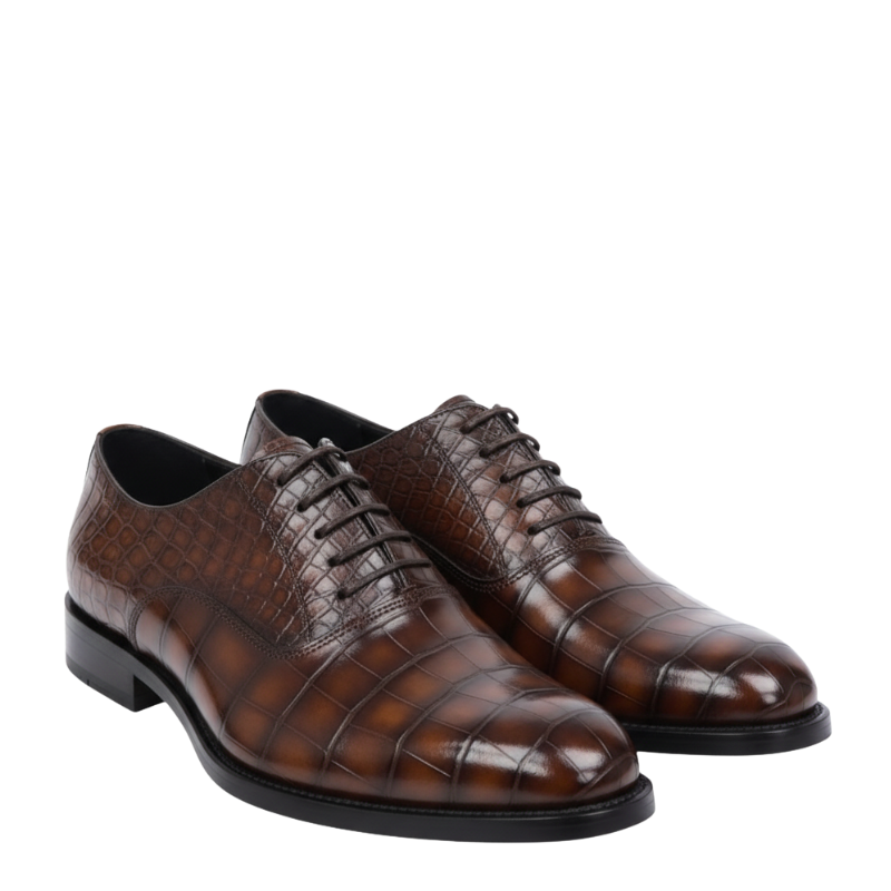 Textured Croc Finish Oxford Shoes