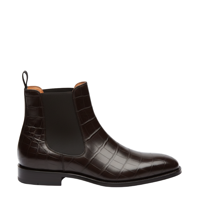Midnight Croc Texture Dark Chelsea Boots