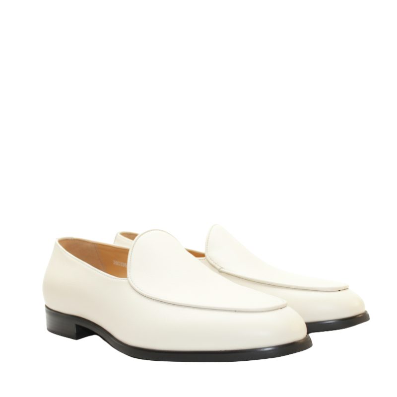 Luxury Leather Light Slip On Ivory Design Loafers