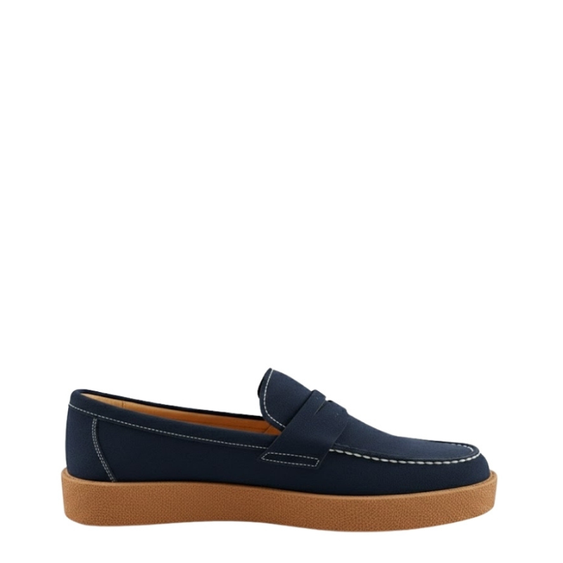 Rustic Crepe Sole Penny Loafers