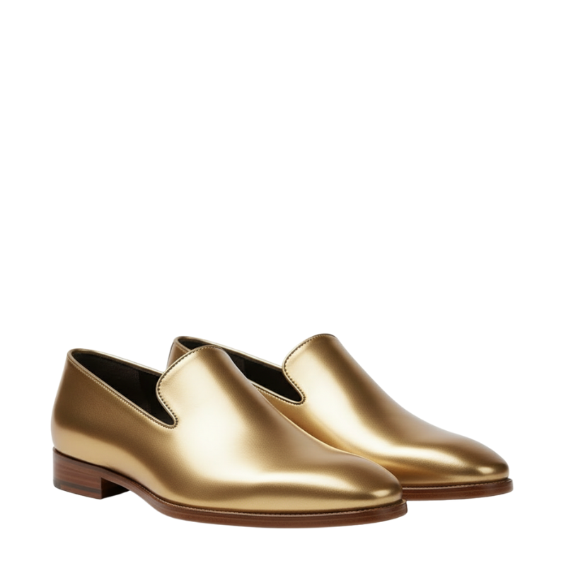 Royal Gold Luxe Slip-On Loafers