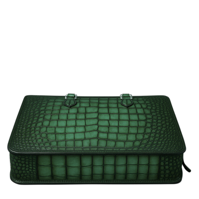 Men's Original Luxury Green Crocodile Leather Briefcase Bag