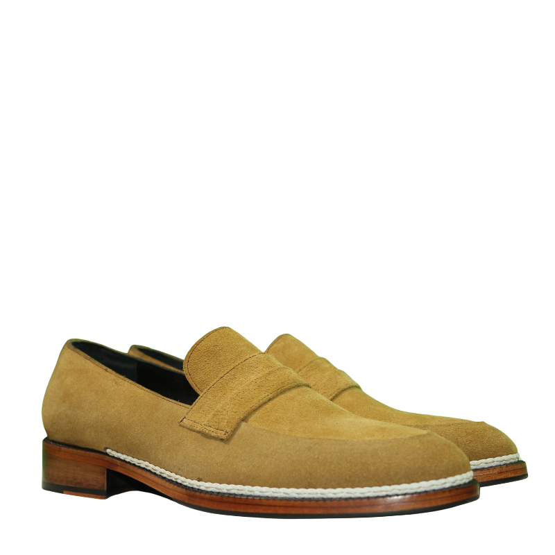 Classic Suede Leather Tan Penny Loafer Slip On